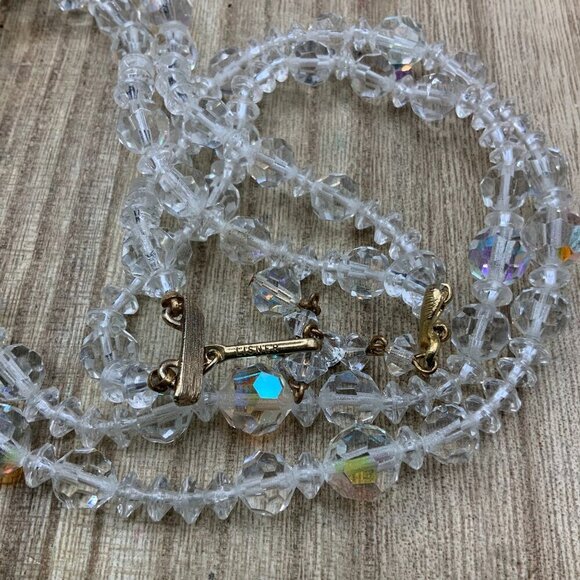 Lisner Vintage Double Strand Aurora Borealis Crystal Necklace - Picture 1 of 7